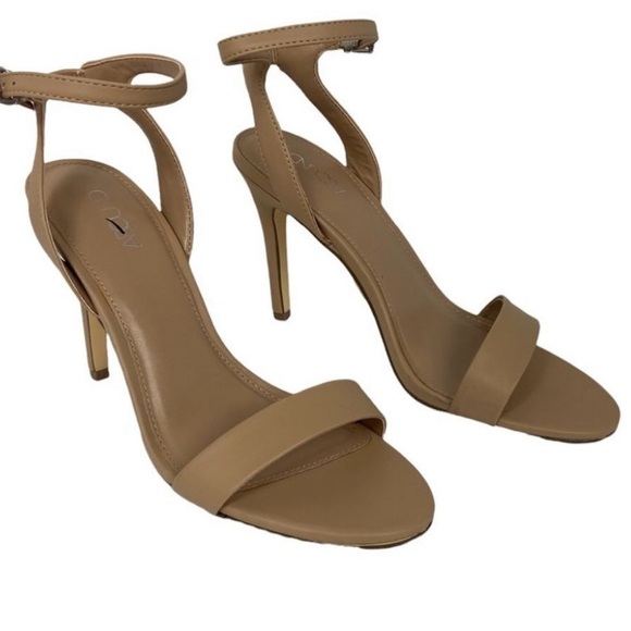 NEW Nordstrom Nude Tan Beige Ankle Strap Heels Minimalist Capsule Wardrobe 8.5 - Picture 8 of 8